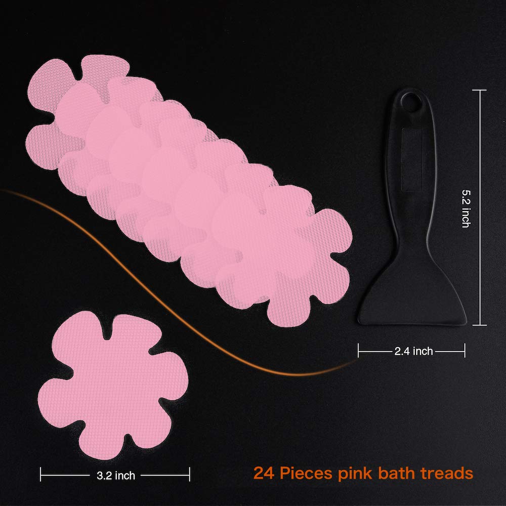 Secopad Bathtub Stickers Non-Slip, Safety Shower Treads Adhesive Appliques With Premium Scrape (Pink)